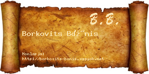 Borkovits Bónis névjegykártya